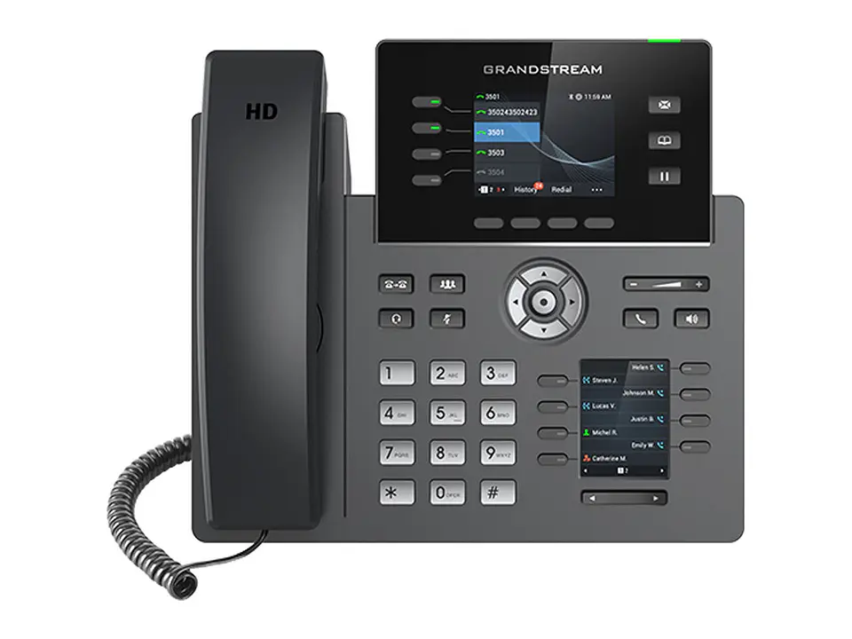 Grandstream GRP2614 - Telefono IP 4 Lineas / 2 Puertos GIGA, Pantalla LCD Duales con 40 Teclas Virtuales, WI-FI, Bluetooth 2