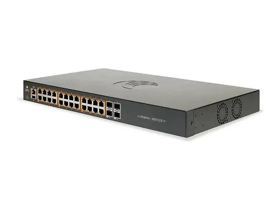 Cambium MX-EX1028PXA-0 - cnMatrix EX1028-P, Intelligent Ethernet PoE+ Switch, 24 1GBPS And 4 1GBPS SFP FIBER PORTS - NO PWR Cord 1