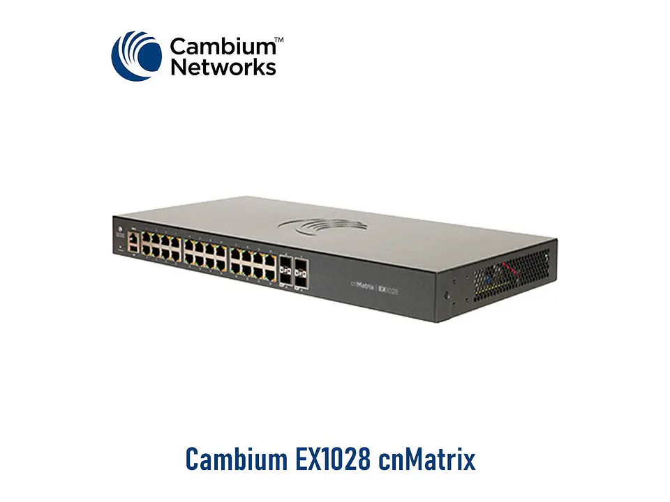 Cambium MX-EX1028PXA-0 - cnMatrix EX1028-P, Intelligent Ethernet PoE+ Switch, 24 1GBPS And 4 1GBPS SFP FIBER PORTS - NO PWR Cord 2