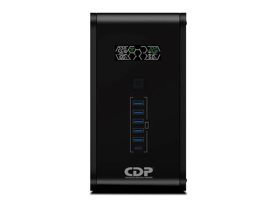 CDP R-SMART-1210I - UPS interactivo 1200VA/750W, 220V, rango 154–290V, LCD, 2 baterías 12V/9Ah, <6ms transferencia, protección completa y hasta 50 min autonomía 1