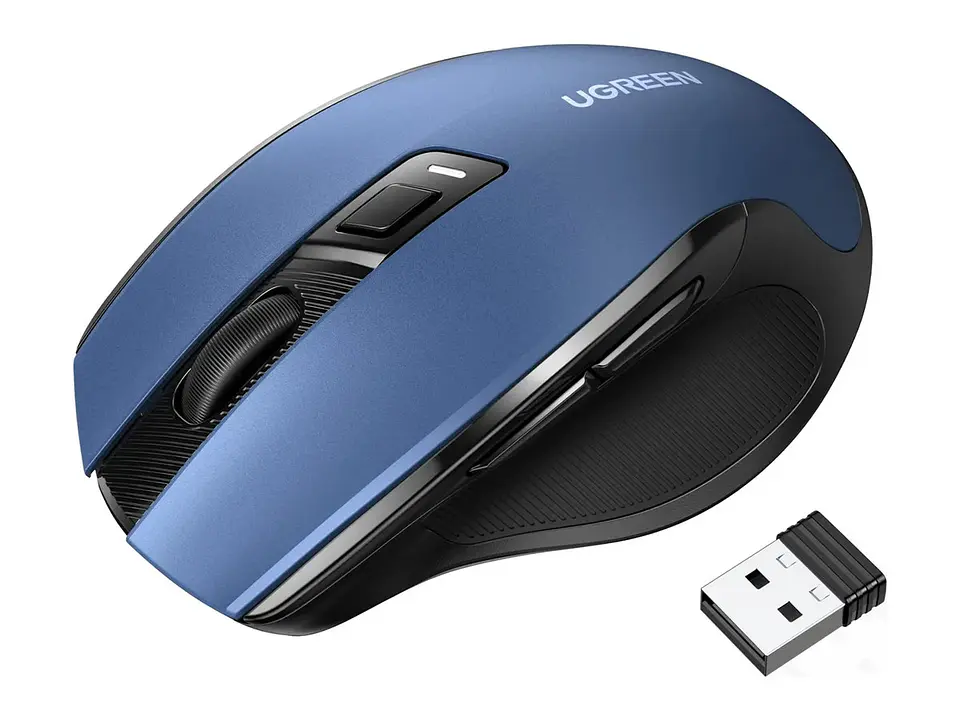 UGREEN 25753 - MU006 -mouse Ergonomico - Inalambrico Azul - 2.4 GHZ- 4000 DPI & Bluetooh 1