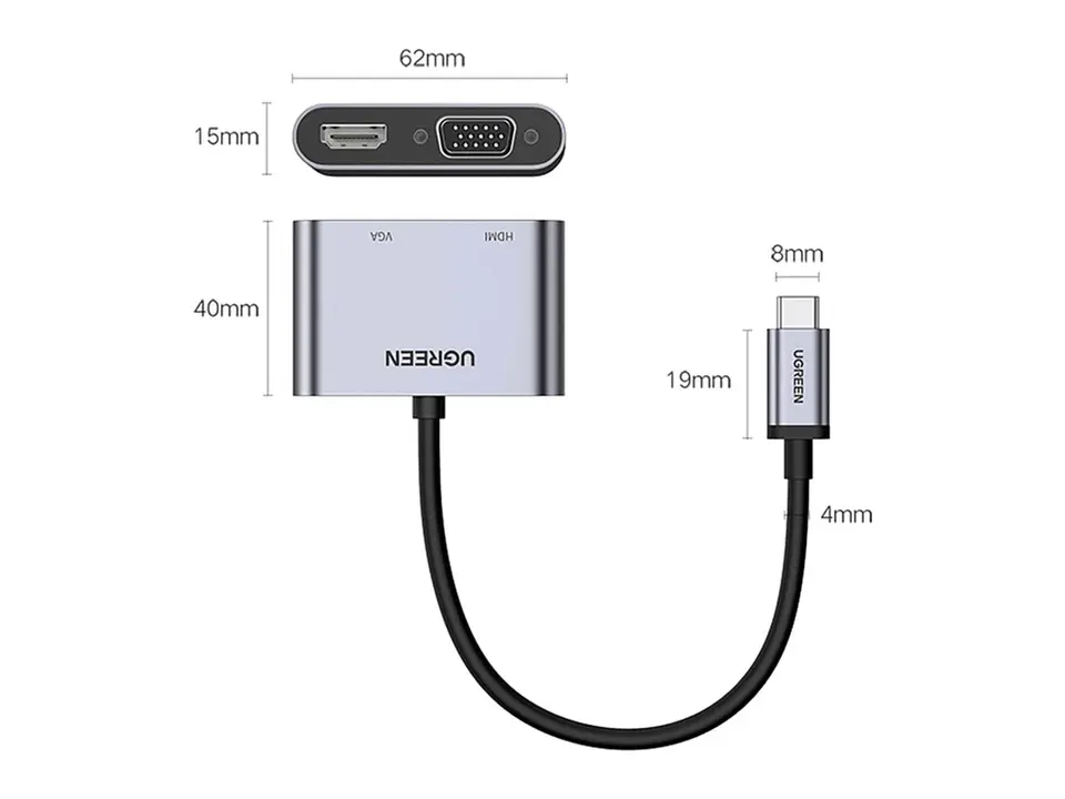 UGREEN 50505 - M162 - Adaptador USB-C a Hdmi+vga 2