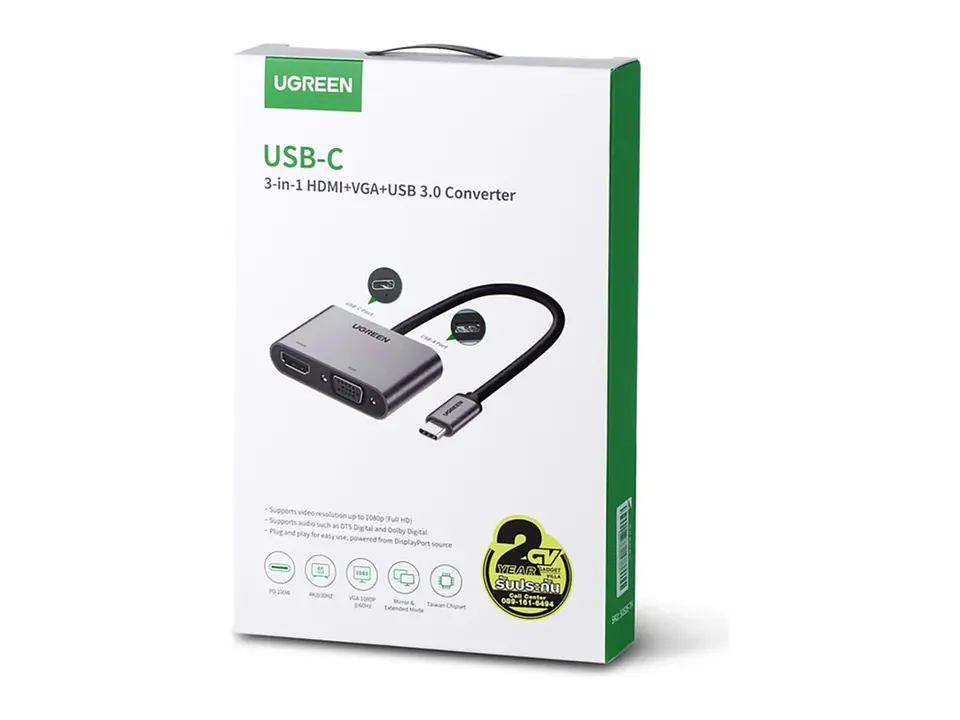 UGREEN 50505 - M162 - Adaptador USB-C a Hdmi+vga 3