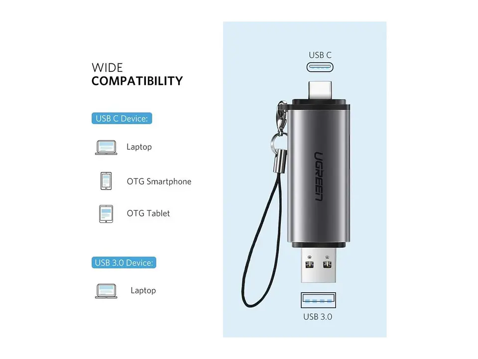 UGREEN 50706 - CM185 - Adaptador Usb/usb a + Card Reader 3