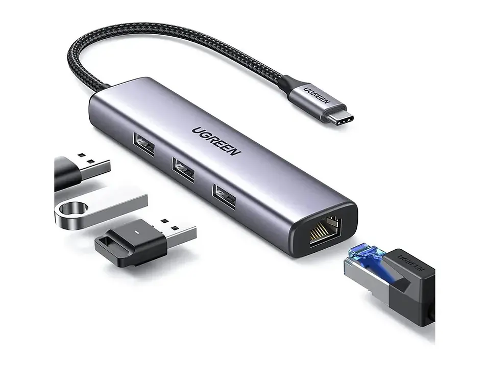 UGREEN 60600 - CM475 - Adaptador Hub 4 en 1 - USB-C a RJ-45 - 3 Puertos USB 3.0 1