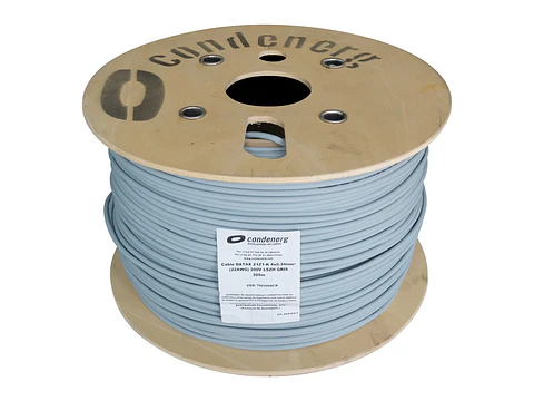 Condenerg 7003204C/B - Rollo 305 m - Cable de alarma 2x22AWG DATAX Z1Z1-K LSZH 300 V. Color gris (2x0.34mm2) Rollo x 305Mts