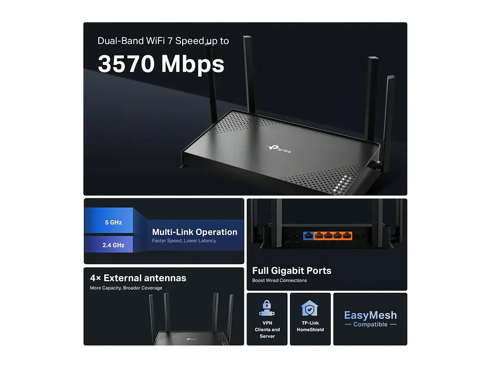 TP-LINK Router WiFi7 dual band BE3600 4