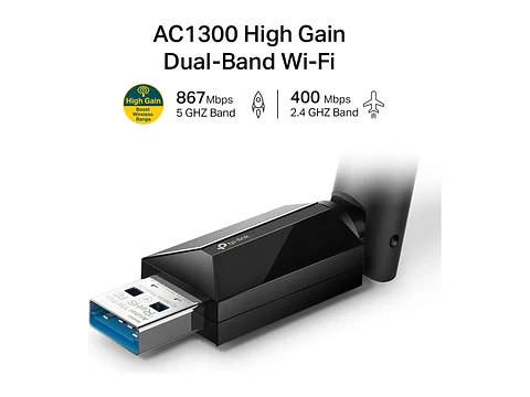 Adaptador USB TP-LINK WiFi 5 AC1300 dual band (5GHz/2.4GHz)
