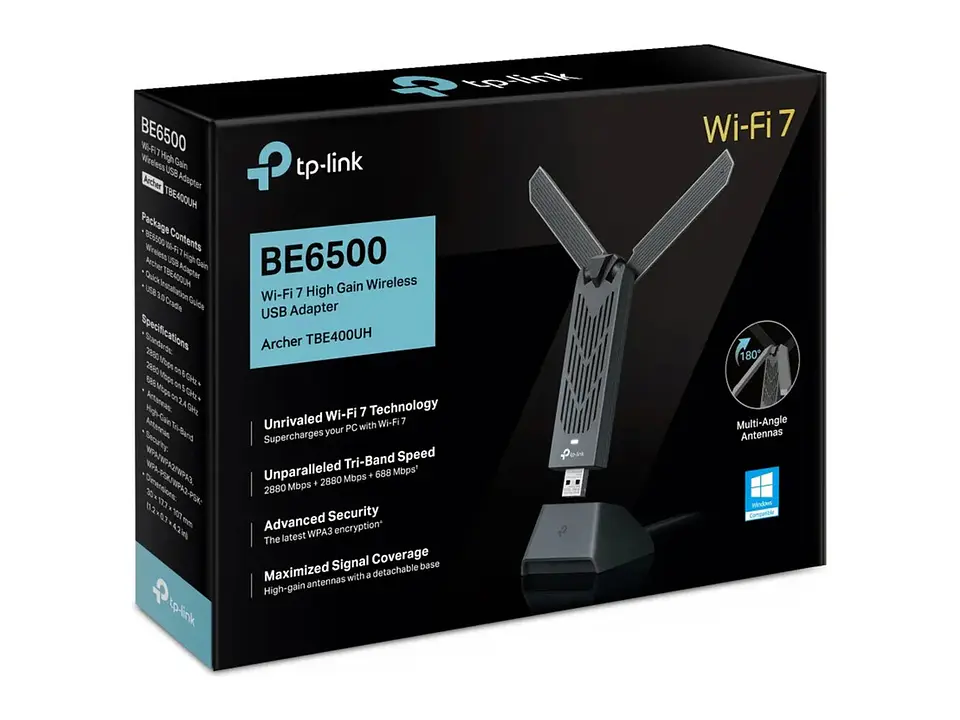 Adaptador USB TP-LINK WiFi 7 BE6500 tribanda (6GHz/5GHz/2.4GHz) 2