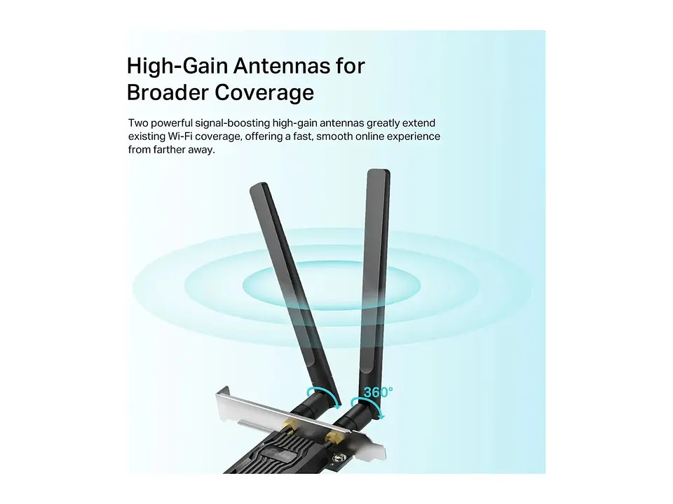 Adaptador PCIe TP-LINK WiFi 6 AX1800 dual band (5GHz/2.4GHz) + Bluetooth 5.2 4