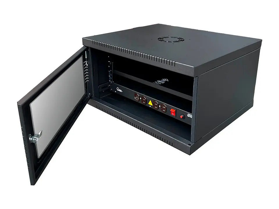 Quest CGC-2889 - Gabinete de Pared Compacto 9-RU 510 x 450mm. Incluye: Bandeja 1-RU + PDU de 4 tomas 5-15R 2