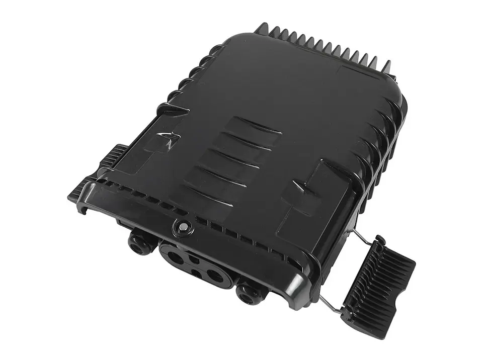Opfibra CTO-CO-B-SA08-00-0010 - Caja NAP IP65, 16 salidas, negro. Incluye 16 adaptadores SC/APC, 1 splitter PLC 1x8. Incluye kit de montaje en poste y mensajero 4