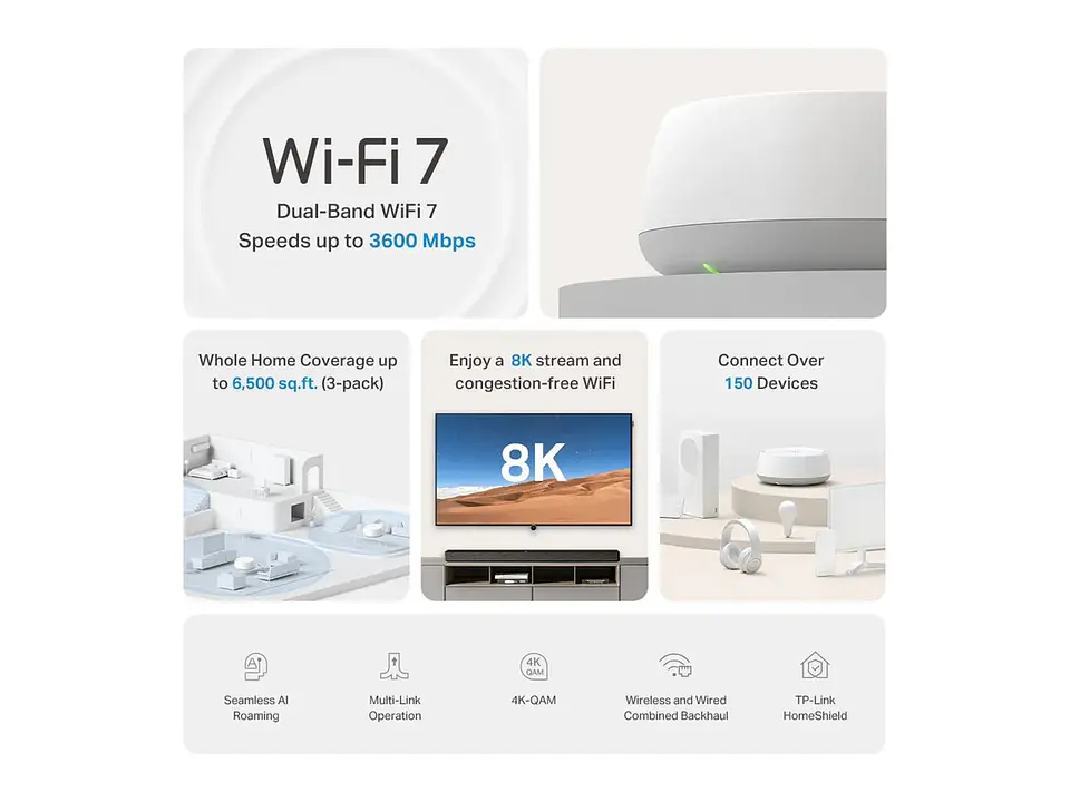 TP-LINK Sistema Mesh WiFi7 dual band BE3600 2
