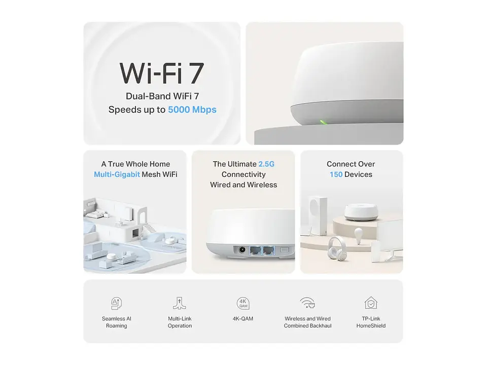 TP-LINK Sistema Mesh WiFi7 dual band BE5000 2