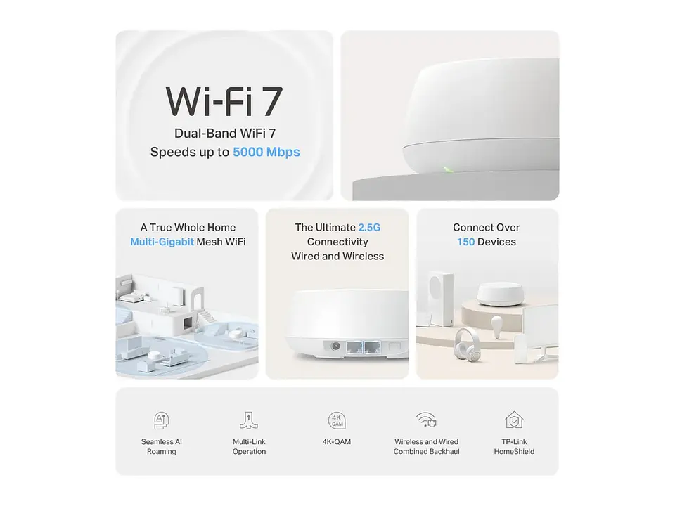 TP-LINK Sistema Mesh WiFi7 dual band BE5000 2