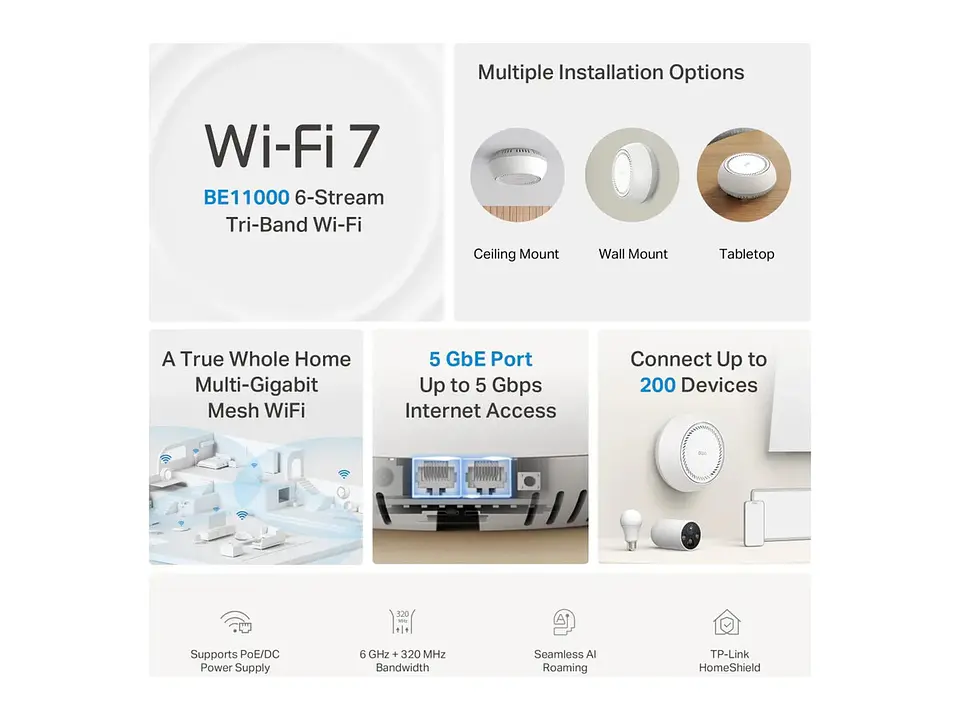 TP-LINK Sistema Mesh WiFi7 tri band BE11000 PoE 2