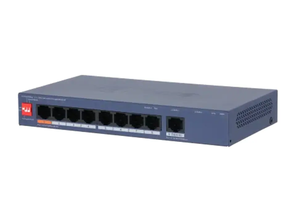Dahua DH-CS4009-8ET1GT-60 - Promo Agosto - Switch PoE Cloud (dolynk) L2 9P (8P PoE 10/100 + 1P Uplink Gig), 60W (dip: Watchdog/extend 250M) 1