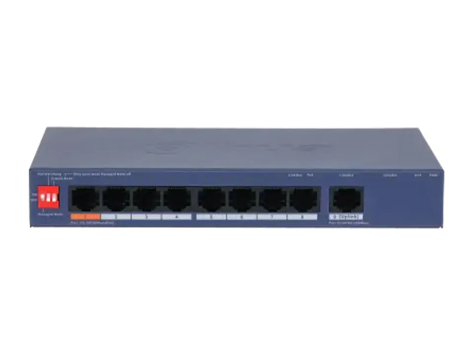 Dahua DH-CS4009-8ET1GT-60 - Promo Agosto - Switch PoE Cloud (dolynk) L2 9P (8P PoE 10/100 + 1P Uplink Gig), 60W (dip: Watchdog/extend 250M) 2