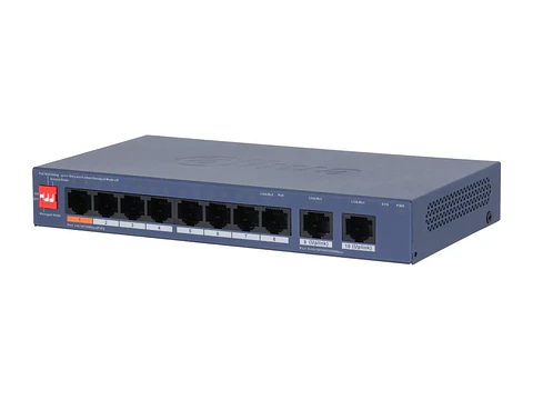 Dahua DH-CS4010-8ET2GT-60 - Switch PoE Cloud (dolynk) L2 10P (8P PoE 10/100 + 2P Uplink Gig), 60W (dip: Watchdog/extend 250M)