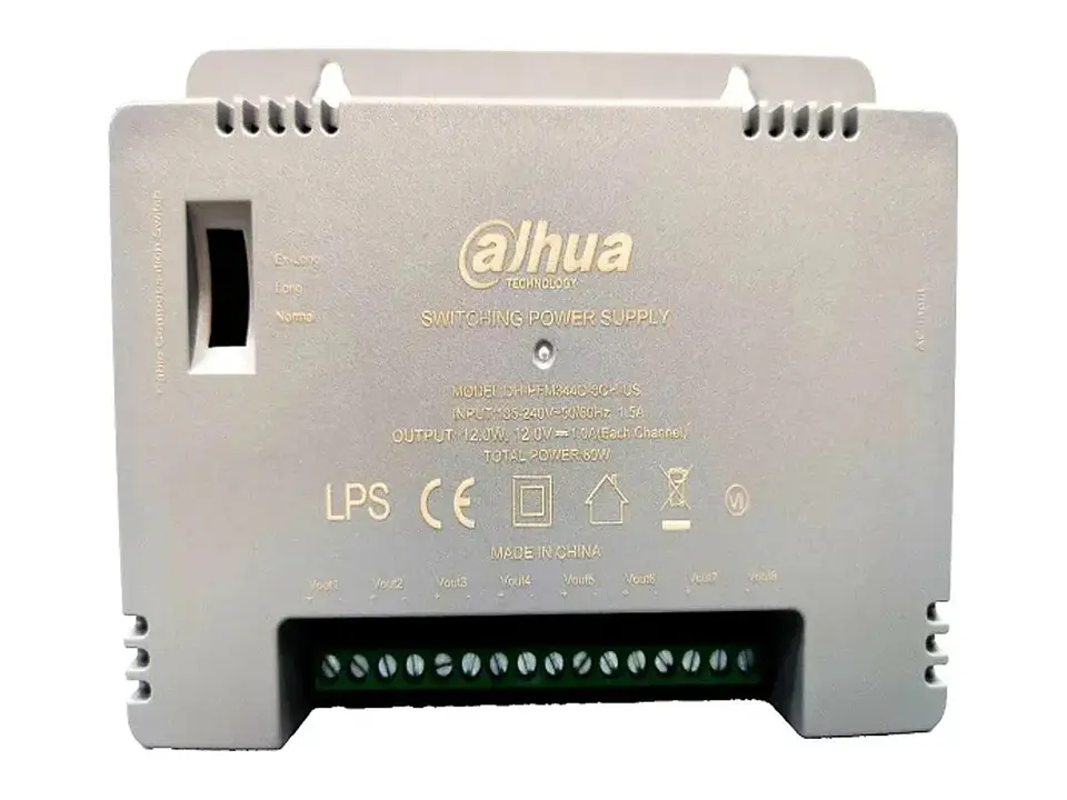 Dahua DH-PFM344D-8CH-US - Fuente de Alimentación Conmutada Multisalida 8 Canales, Salida 12 VDC (modo 12/13.5/15 V), Potencia Total 60 W 2