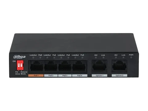 Dahua DH-PFS3006-4ET-60 - Switch PoE 4 Puertos 10/100, 60W