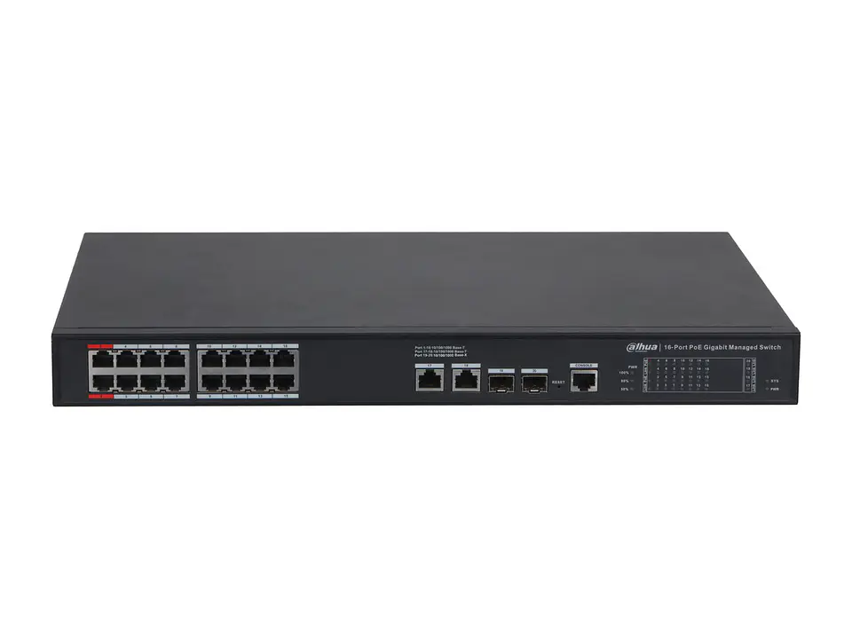 Dahua DH-S4220-16GT-190 - Switch administrable S4220-16GT-190 - 16 puertos PoE 190W + 2 RJ45 + 2 SFP 2
