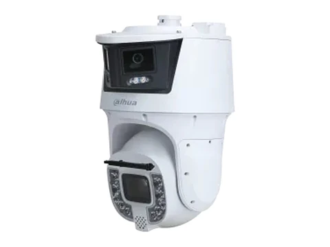 Cámara IP PTZ Dual Lente, 8 MP + 2×4 MP (panorámica), Lente 28 MM, Zoom Óptico 42X, 4K @ 30 FPS, IR 300 M, Autotracking, Protección Perimetral + Detección de Rostro, Limpiaparabrisas, Alarma Sonora