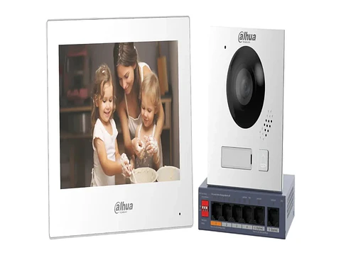 Kit de Video Portero IP 1 Boton, Vto 2 MP IP65/IK07, Monitor Interior Tactil 7" WIFI, Switch POE 4 X 10/100 + 2 X Gigabit, 60 W