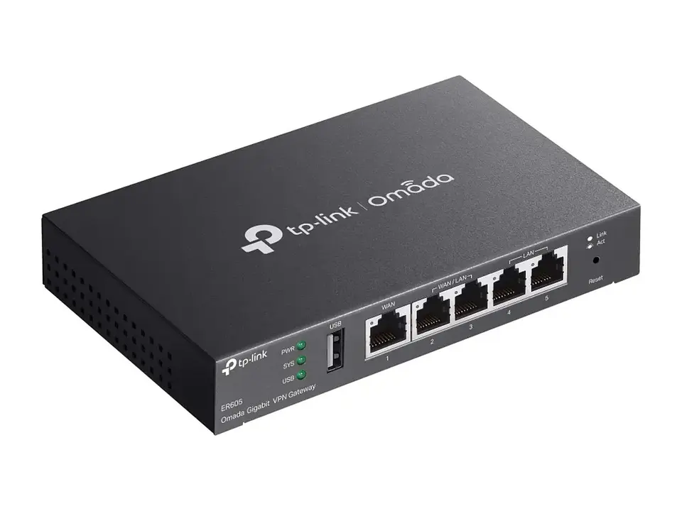 TP-Link Omada ER605 - Gateway Omada, 1 WAN, 2 WAN/LAN, 2 LAN Gb, USB 4G, VPN 4