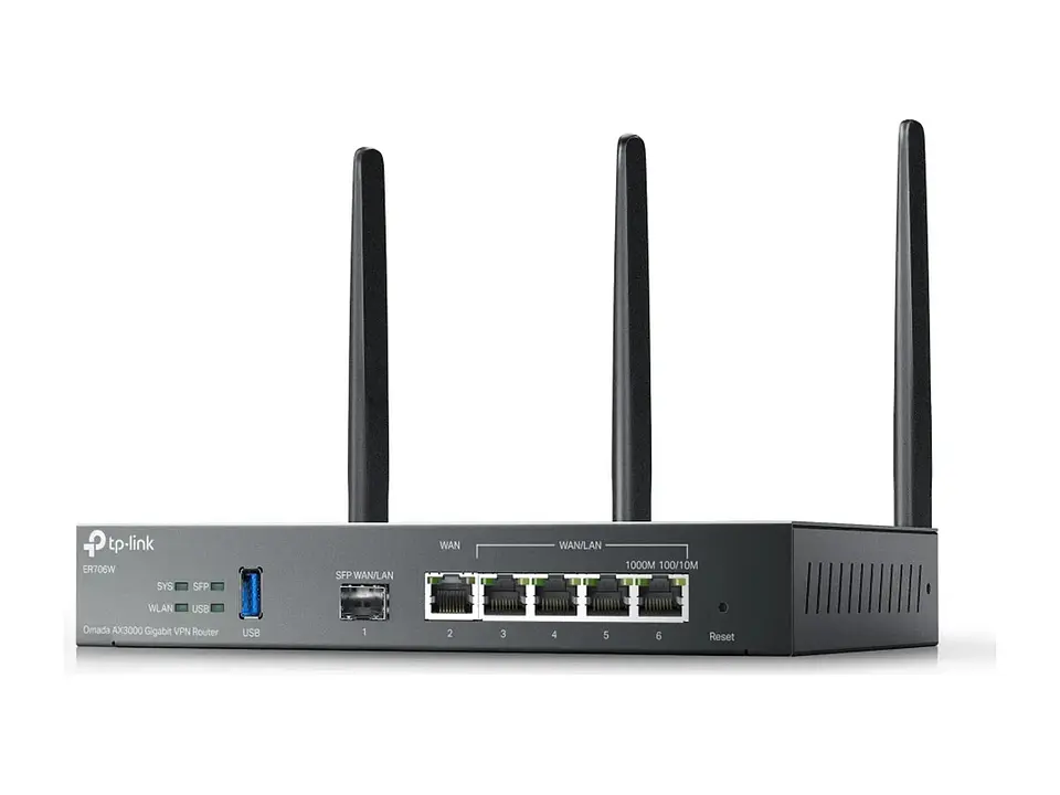 TP-Link Omada ER706W - Omada Router VPN WiFi 6 AX3000 2.4GHz(574)+5GHz(2402), SFP + 5×Gigabit WAN/LAN, USB 3.0 3