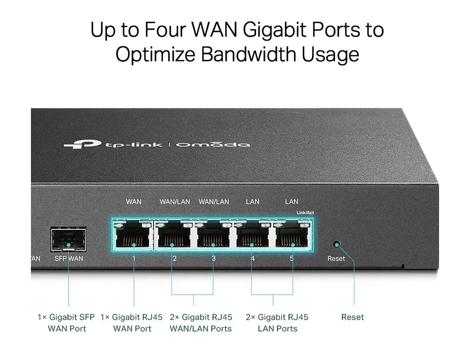 TP-Link Omada ER7206 - Gateway Omada, 1 SFP Gb, 5 Gb RJ45 (4 WAN/LAN), hasta 4 WAN, VPN 1