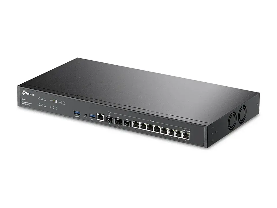 TP-Link Omada ER8411 - TP-Link Router VPN Omada / Puertos: 2×SFP+ 10GE (1 WAN, 1 WAN/LAN), 8×RJ45 Gigabit WAN/LAN 2