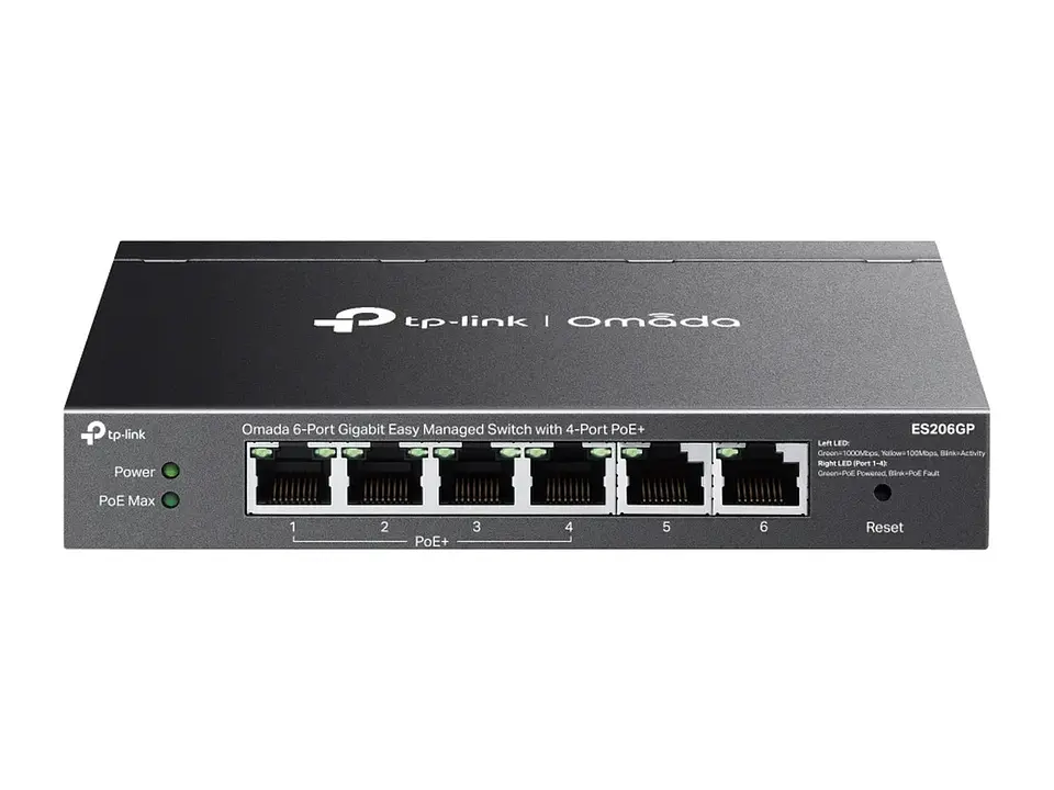 TP-Link Omada ES206GP - Switch administrable Omada L2+, 4 Gb PoE+ (65W), 2 Gb 1