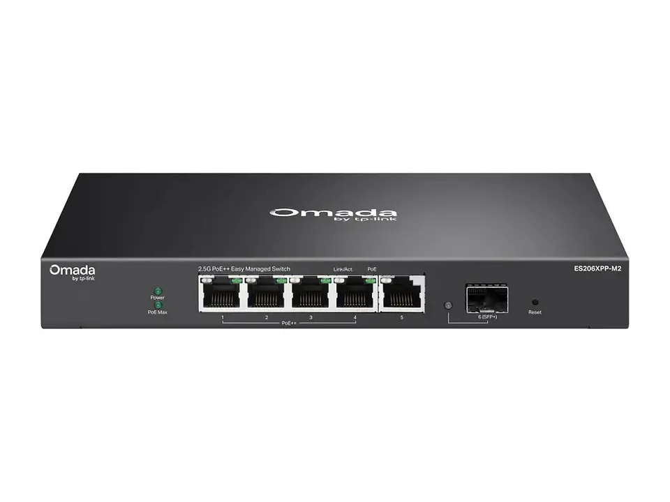 TP-Link Omada ES206XPP-M2 - Omada Switch Easy Managed 6 puertos, 4×2.5G PoE++ + 1×2.5G + 1×10G SFP+ 1
