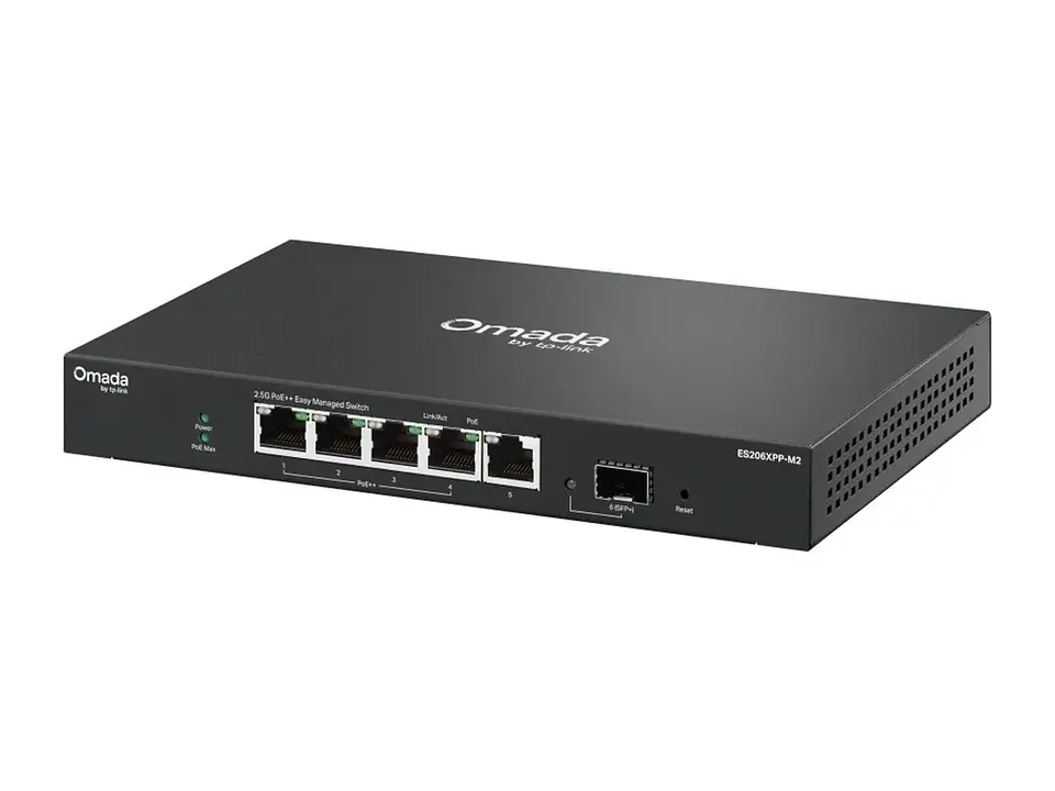 TP-Link Omada ES206XPP-M2 - Omada Switch Easy Managed 6 puertos, 4×2.5G PoE++ + 1×2.5G + 1×10G SFP+ 3