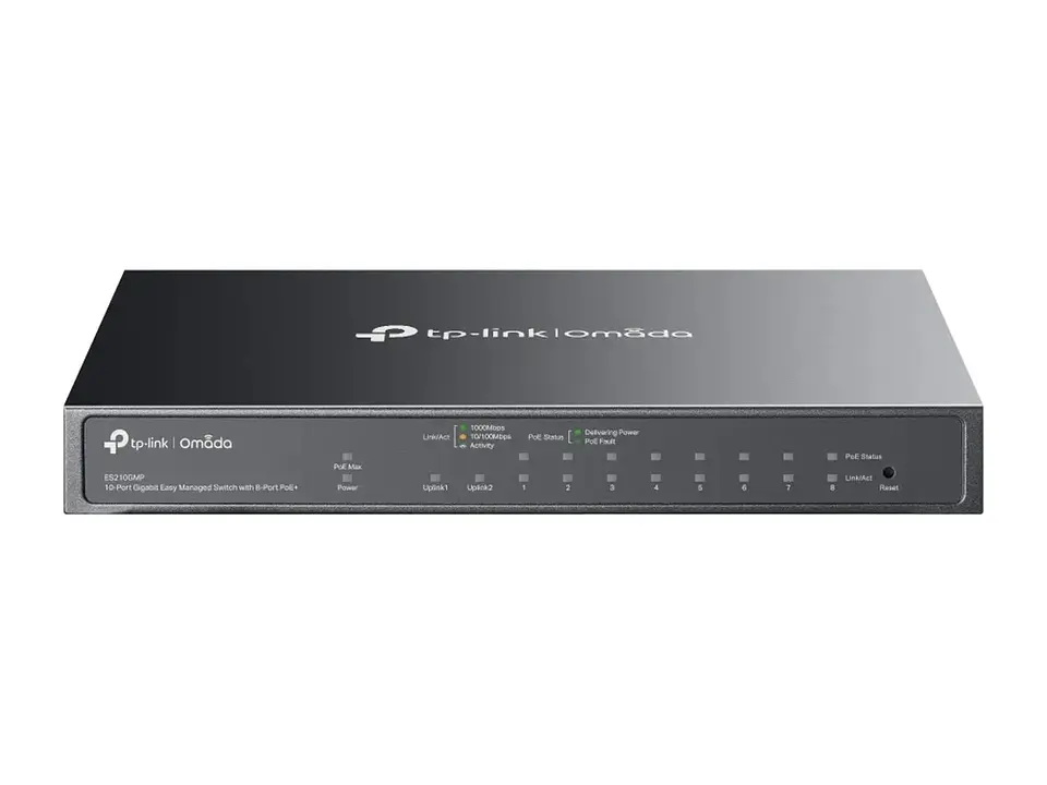 TP-Link Omada ES210GMP - Switch administrable Omada L2+, 8 Gb PoE+ (123W), 1 Gb, 1 combo SFP 1
