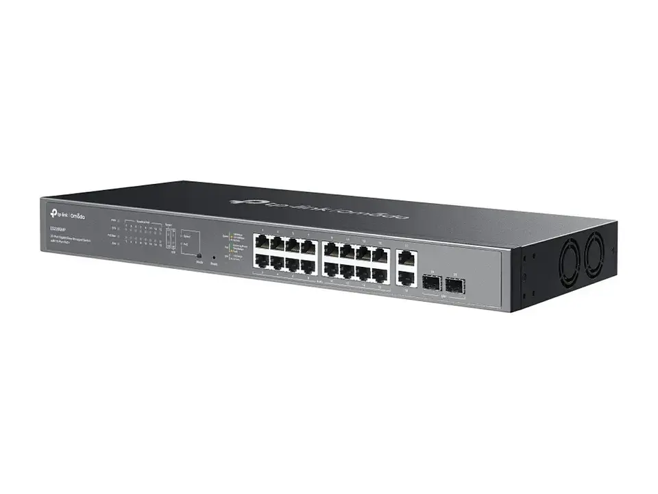 TP-Link Omada ES220GMP - Switch administrable Omada L2+, 16 Gb PoE+ (250W), 2 Gb, 2 SFP 1G 3