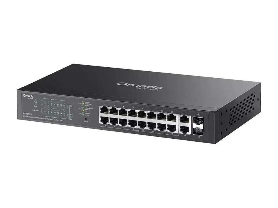 TP-Link Omada ES220GP - Omada Switch Easy Managed 20 puertos Gigabit, 16×PoE+ + 2×RJ45 + 2×SFP 3