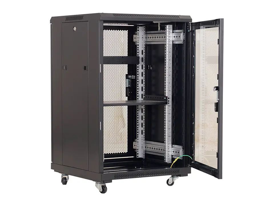 Finen F1-AS6832-P - Gabinete de Piso 32-RU 1,609 x 600 x 800mm (Puertas: Frontal con vidrio y Posterior c/malla) Incluye kit de 4 ventiladores 4