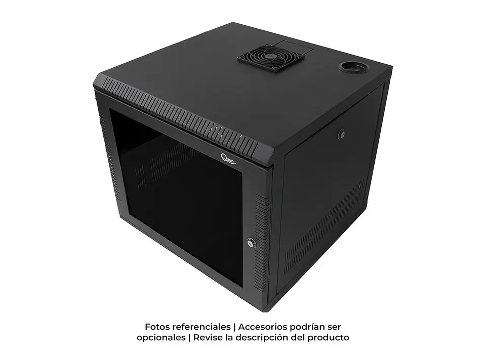 Quest GT-2183 - Gabinete de Pared 9-RU 462 x 525 x 510mm (Puerta c/Vidrio de Seguridad y Paneles Laterales Desmontables) 1