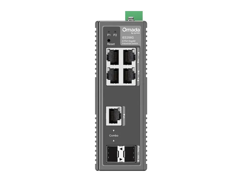 TP-Link Omada IES206G - Omada Switch Industrial Easy Managed 6 puertos Gigabit, 4×RJ45 + SFP + Combo 2