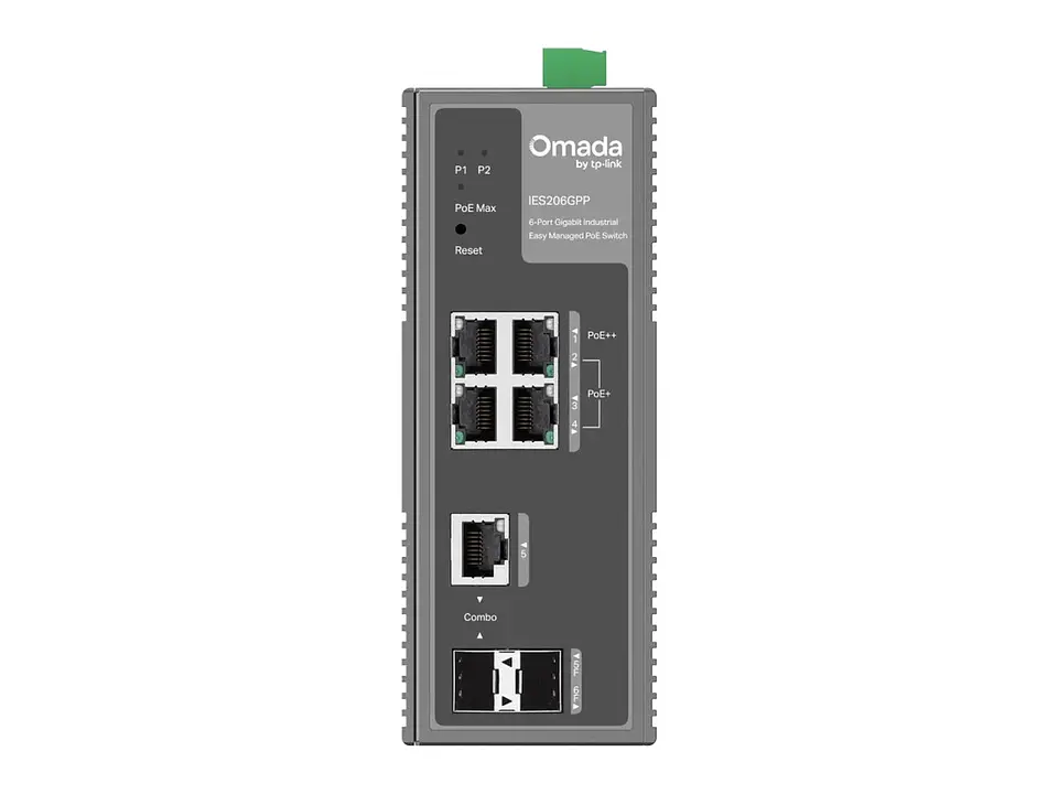TP-Link Omada IES206GPP - Omada Switch Industrial Easy Managed 6 puertos Gigabit, 1×PoE++ + 3×PoE+ + SFP + Combo 2