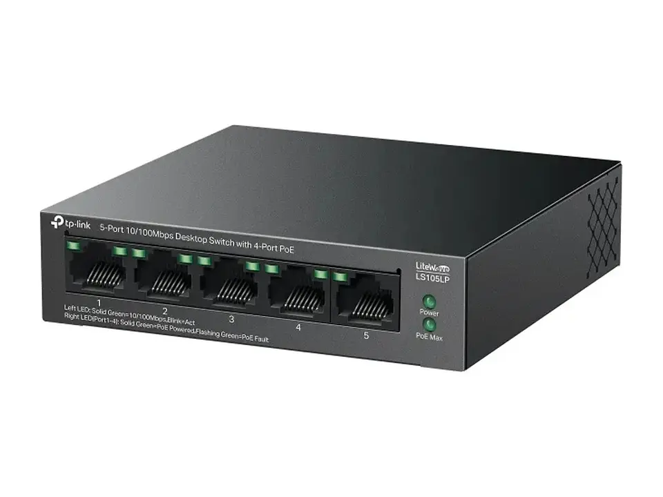 TP-Link LS105LP - Switch no administrable LiteWave, 5 puertos Fast Ethernet, 4 PoE+ 41 W 3