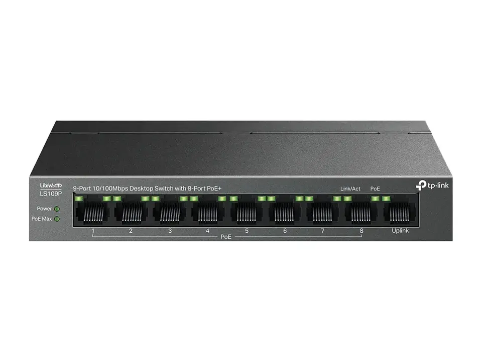 TP-Link LS109P - Switch no administrable LiteWave, 9 puertos Fast Ethernet, 8 PoE+ 63W 2