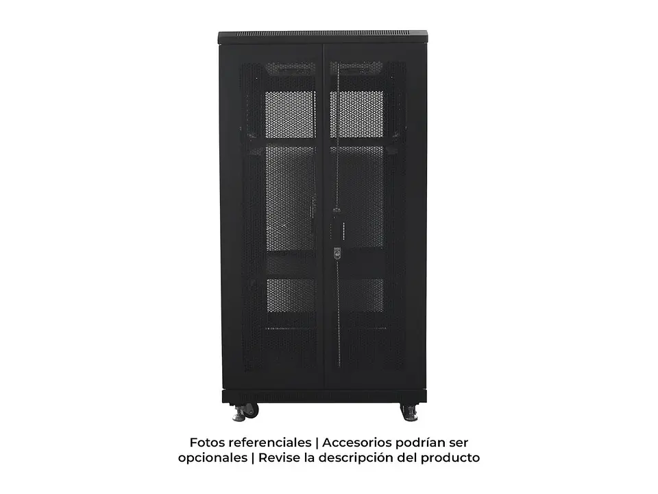 LinkBasic NCB22-68-FFA-C - Gabinete de Piso 22-RU 1,166 x 600 x 800mm (Puertas: Frontal y posterior doble hoja, ambas con malla) Incluye kit de 4 ventiladores 1