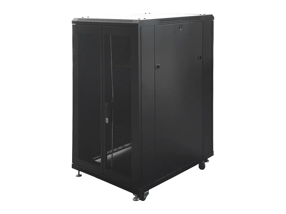 LinkBasic NCB22-68-FFA-C - Gabinete de Piso 22-RU 1,166 x 600 x 800mm (Puertas: Frontal y posterior doble hoja, ambas con malla) Incluye kit de 4 ventiladores 2