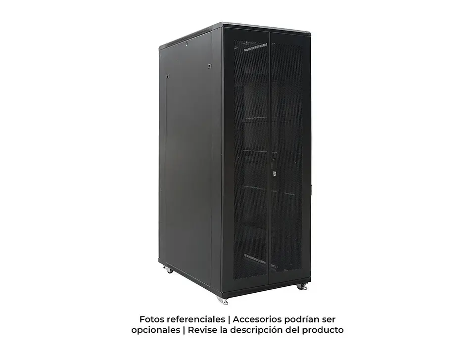 LinkBasic NCB42-810-FFA-C - Gabinete de Piso 42-RU 2,055 x 800 x 1000mm (Puertas: Frontal y posterior doble hoja, ambas con malla) Incluye kit de 4 ventiladores 1