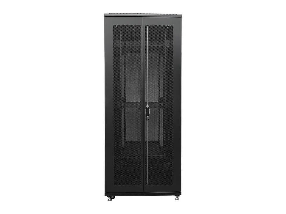 LinkBasic NCB42-810-FFA-C - Gabinete de Piso 42-RU 2,055 x 800 x 1000mm (Puertas: Frontal y posterior doble hoja, ambas con malla) Incluye kit de 4 ventiladores 2