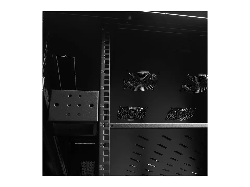 LinkBasic NCB42-810-FFA-C - Gabinete de Piso 42-RU 2,055 x 800 x 1000mm (Puertas: Frontal y posterior doble hoja, ambas con malla) Incluye kit de 4 ventiladores 4