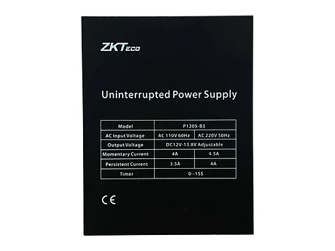 ZKTeco P1205-B3 - Fuente de 12V 5A con Espacio para Respaldo de Energia Bateria 12V 7A